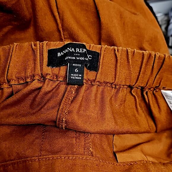 Banana Republic Wmn Wide Leg Cropped Pull On 2 PocketTie Waist Pants Size 6P - Picture 5 of 7